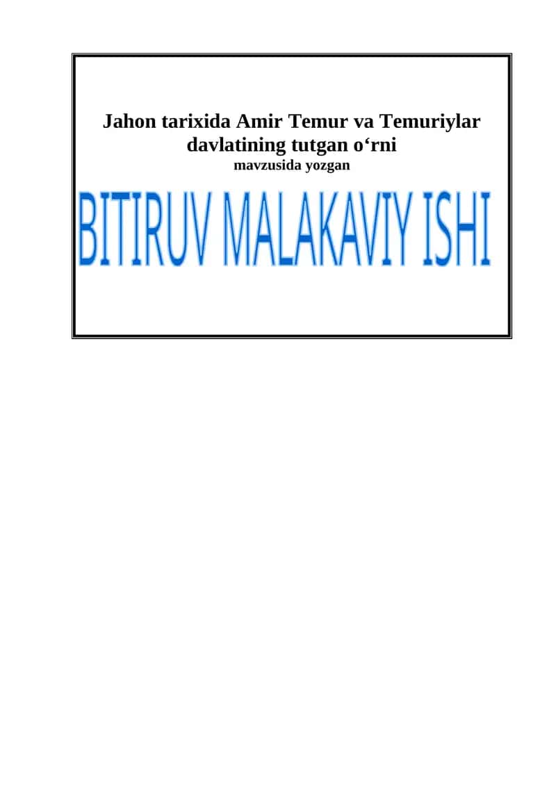 BITIRUV MALAKAVIY ISHI