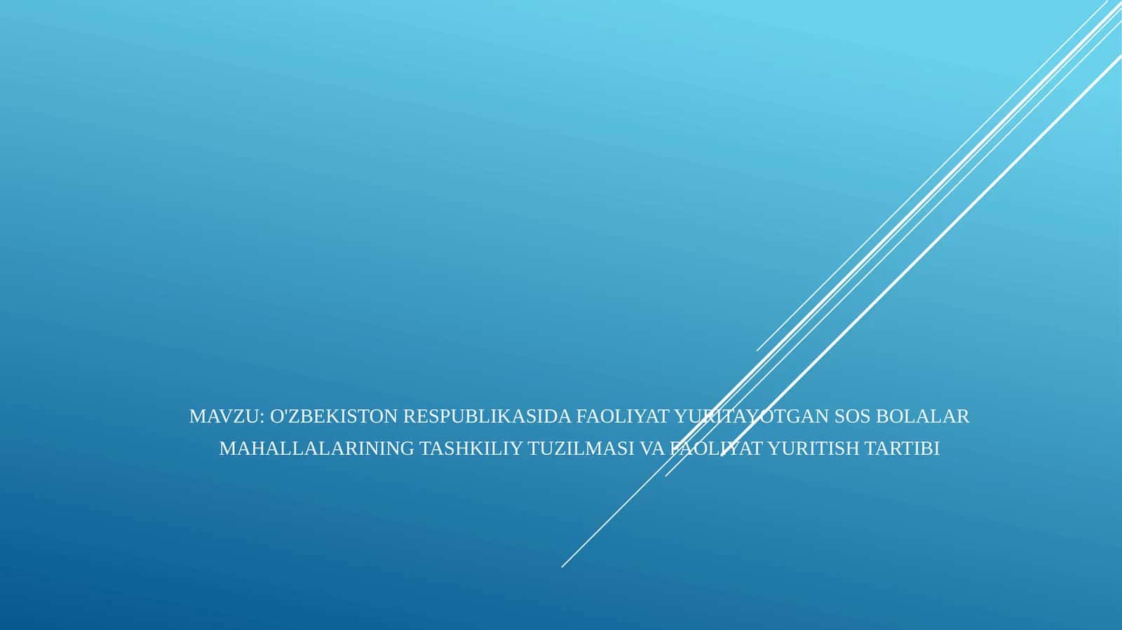 O'zbekiston Respublikasida faoliyat yuritayotgan SOS bolalar mahallalarining tashkiliy tuzilmasi va faoliyat yuritish tartibi