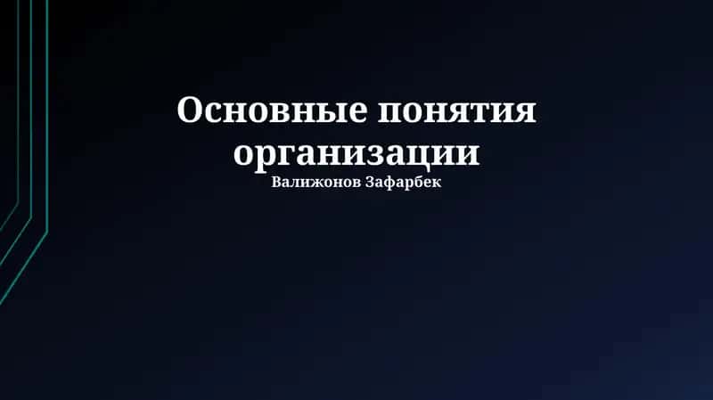 Основные понятия организации