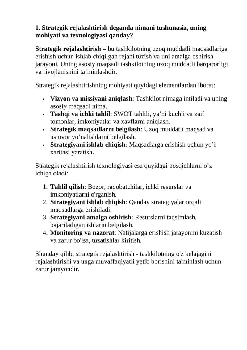 Strategik rejalashtirish