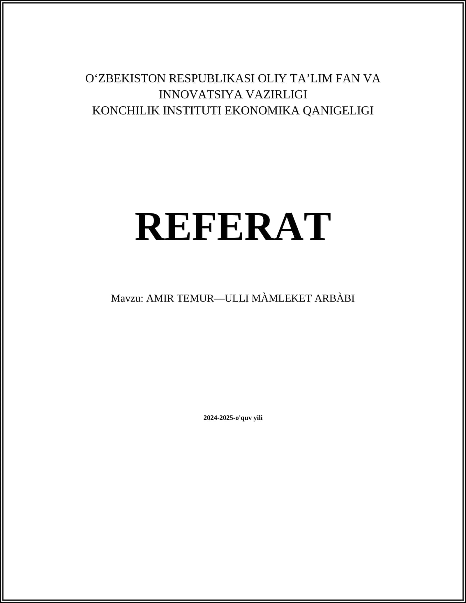 AMIR TEMUR—ULLI MÀMLEKET ARBÀBI