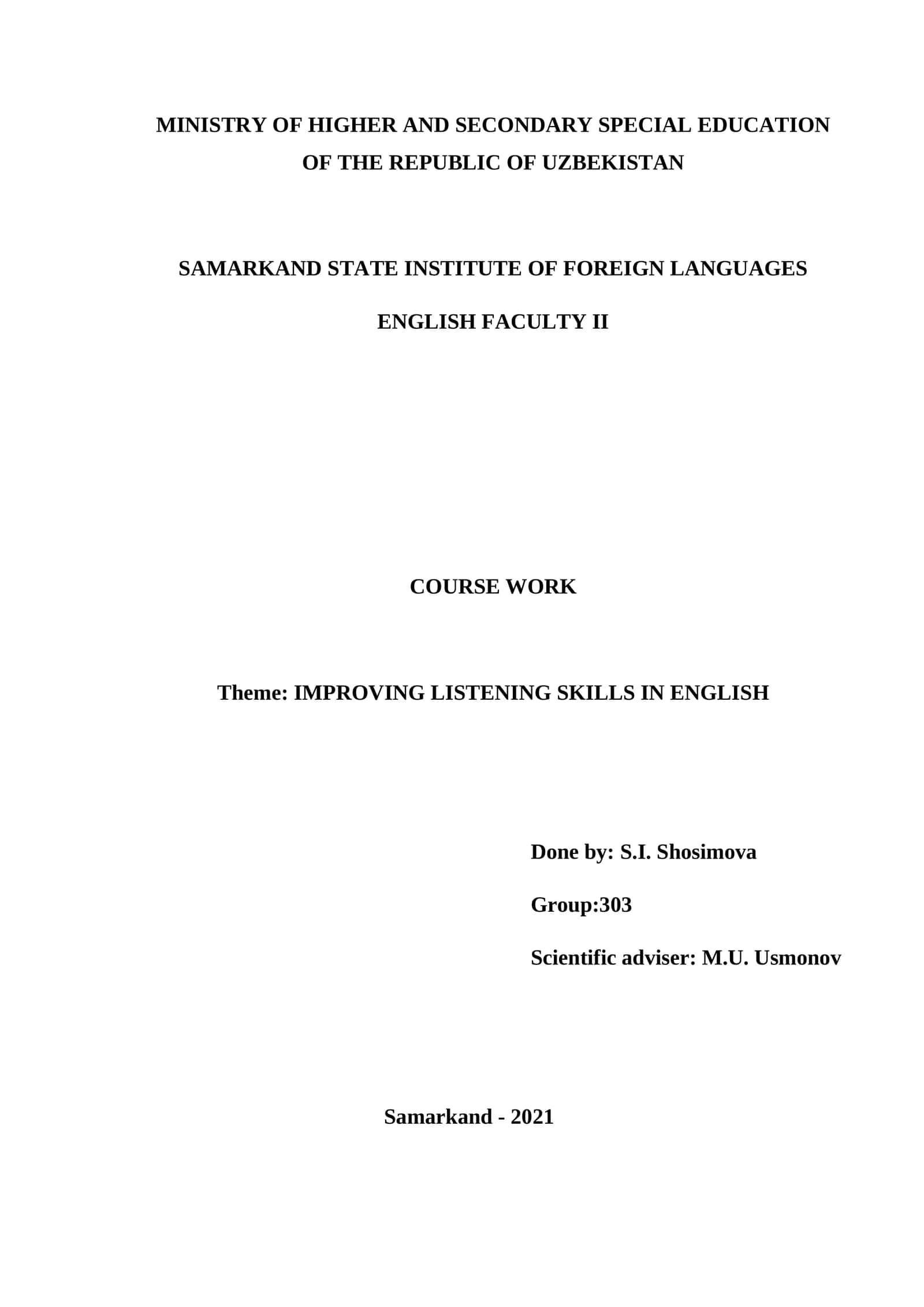 IMPROVING LISTENING SKILLS IN ENGLISH