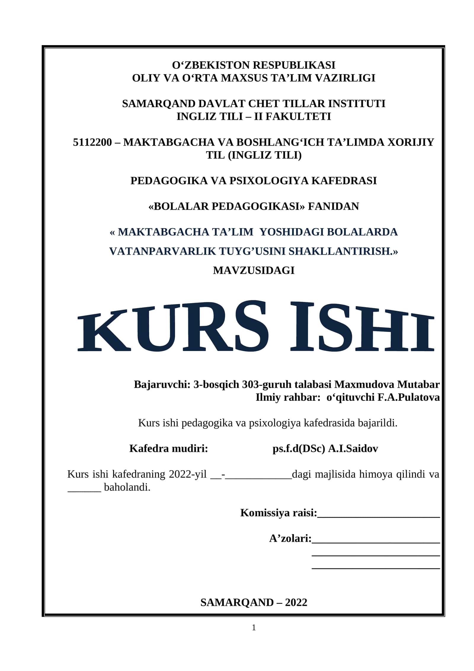 BOLALAR PEDAGOGIKASI