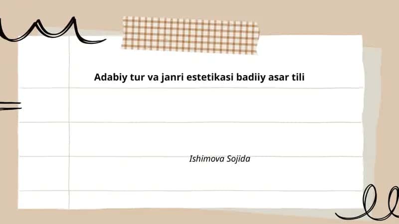 Adabiy tur va janri estetikasi badiiy asar tili