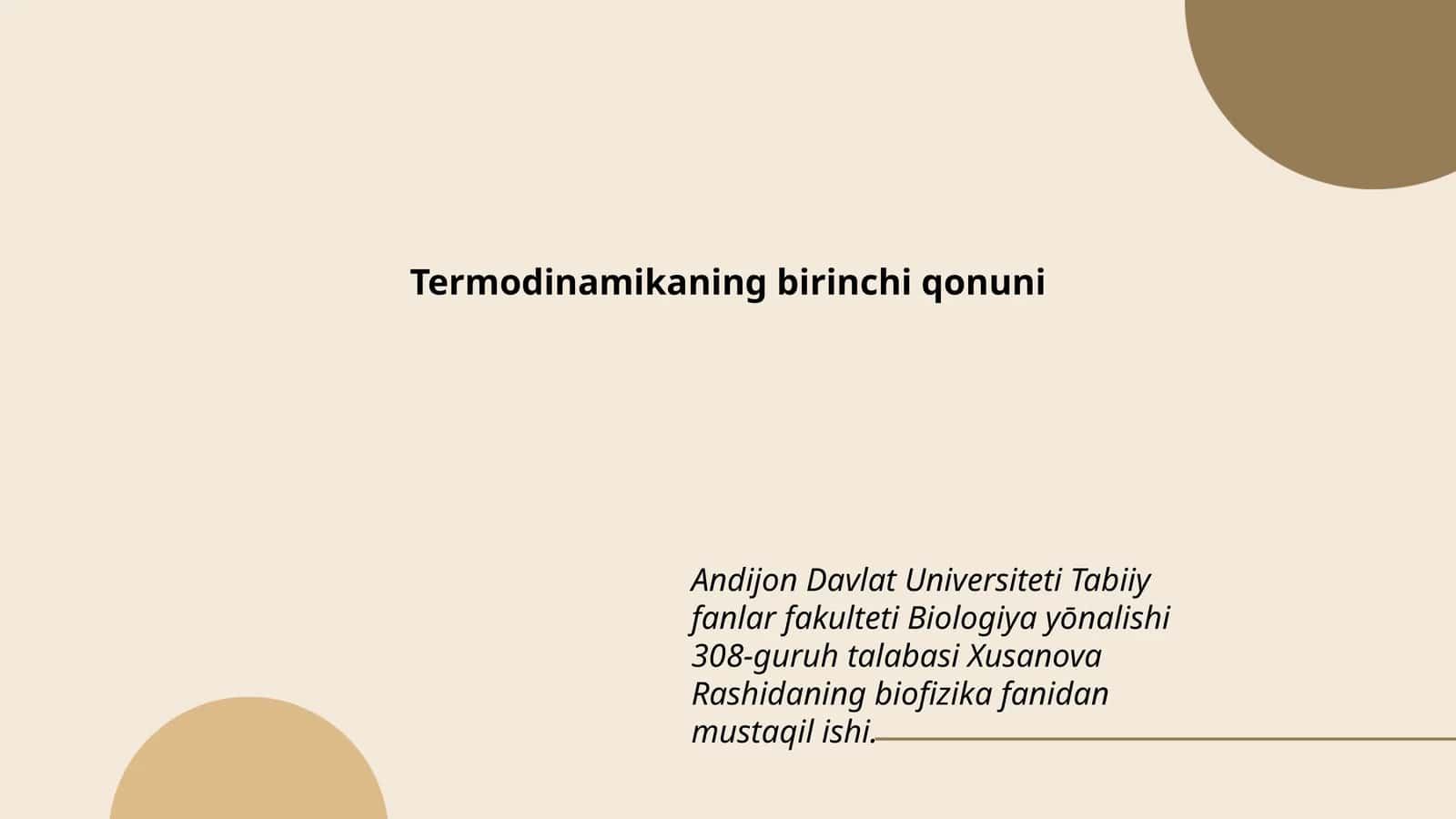 Termodinamikaning birinchi qonuni