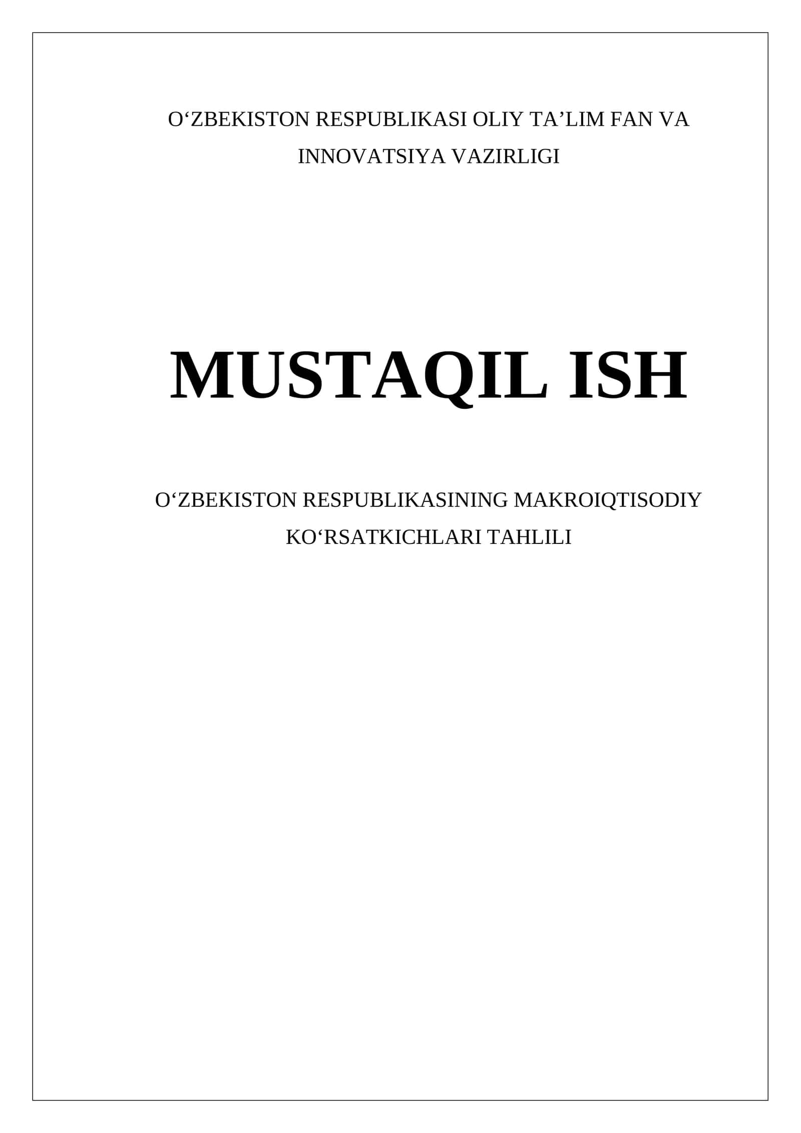 Makroiqtisodiy ko'rsatkichlarning tahlili