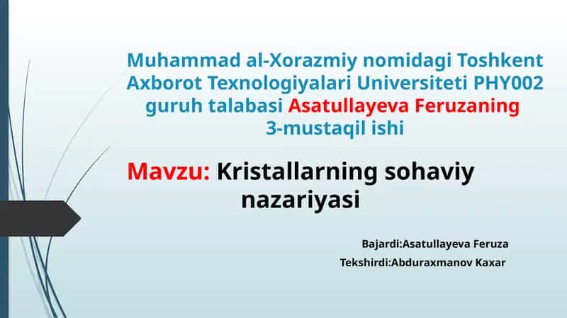 Kristallarning sohaviy nazariyasi