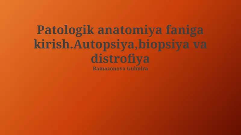Patologik Anatomiya Faniga Kirish