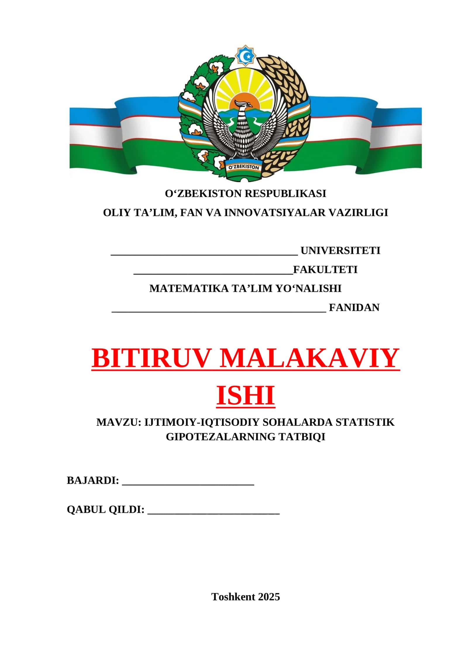 IJTIMOIY-IQTISODIY SOHALARDA STATISTIK