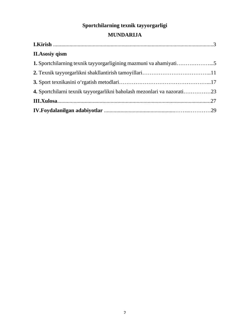 Sportchilarning texnik tayyorgarligi