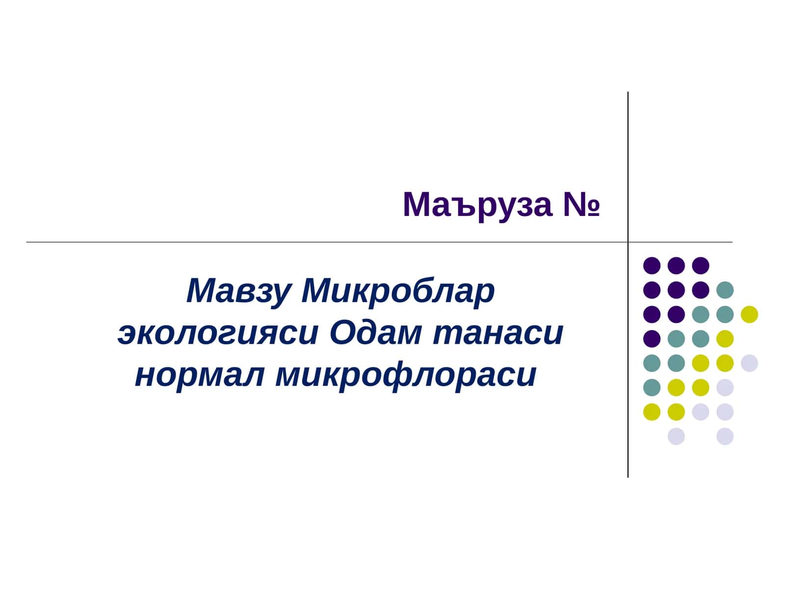 Микроблар экологияси Одам танаси нормал микрофлораси