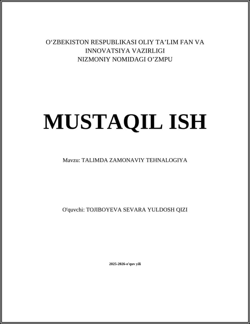 TALIMDA ZAMONAVIY TEHNALOGIYA
