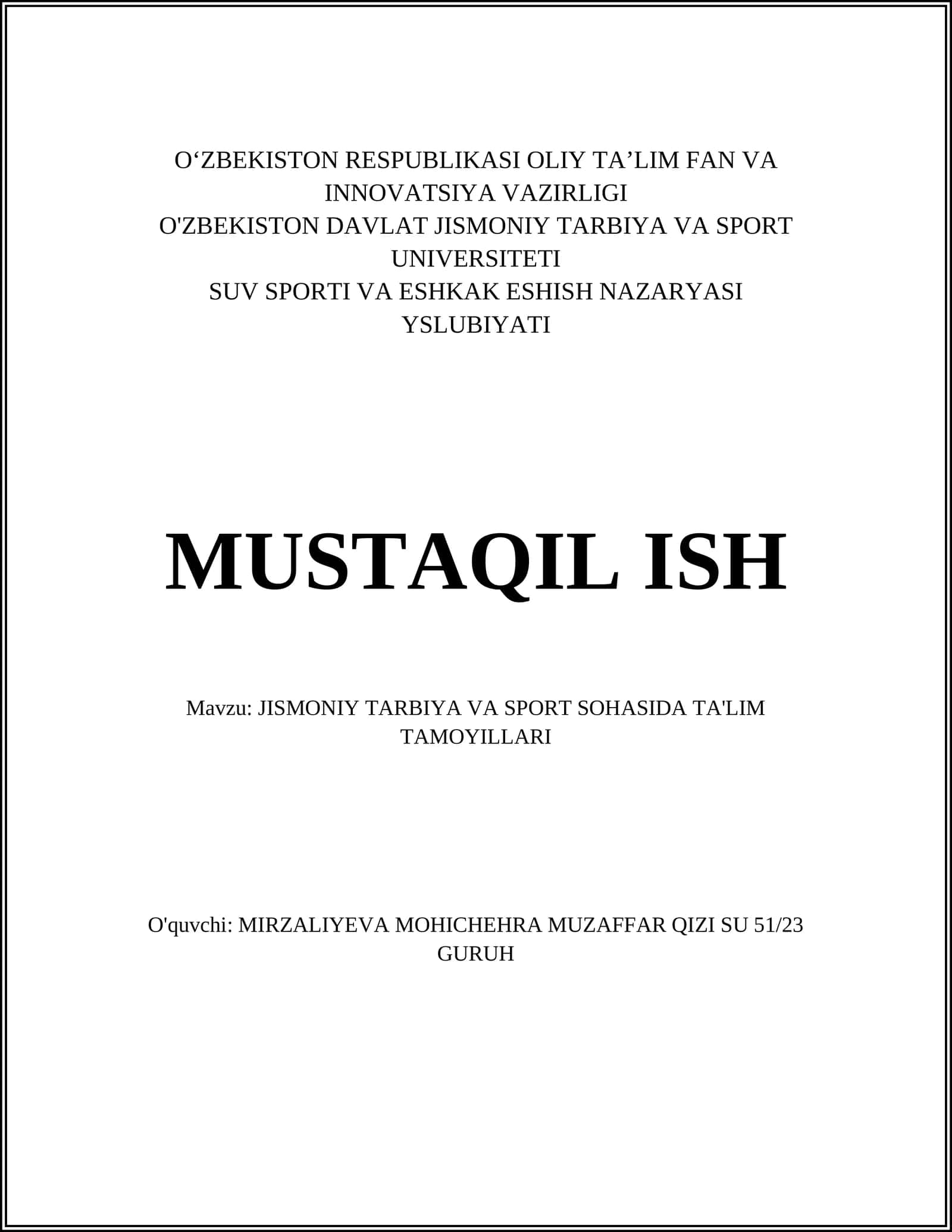 Jismoniy tarbiya va sport sohasida ta'lim tamoyillari