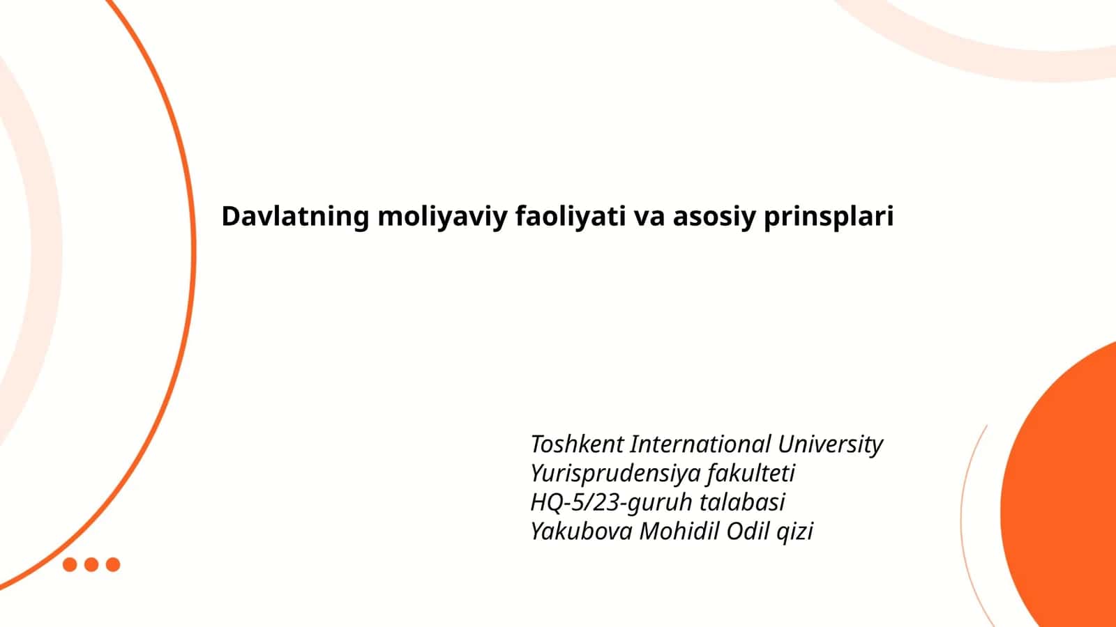 Davlatning moliyaviy faoliyati va asosiy prinsplari
