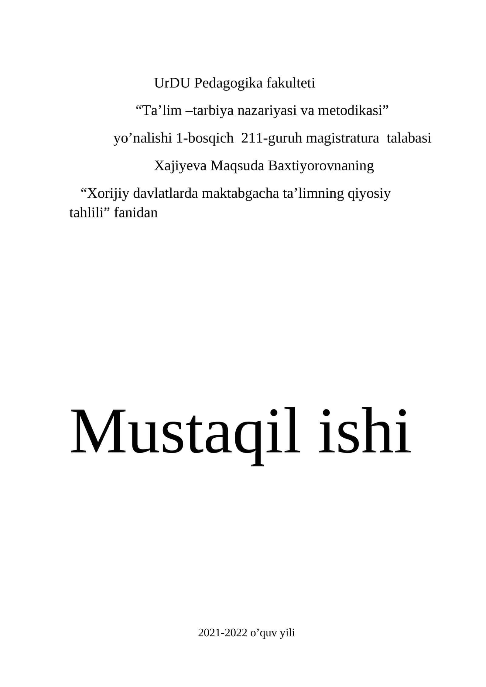 "Maktabgacha ta’lim tizimini rivojlantirishda xorij tajribalarining ahamiyati"
