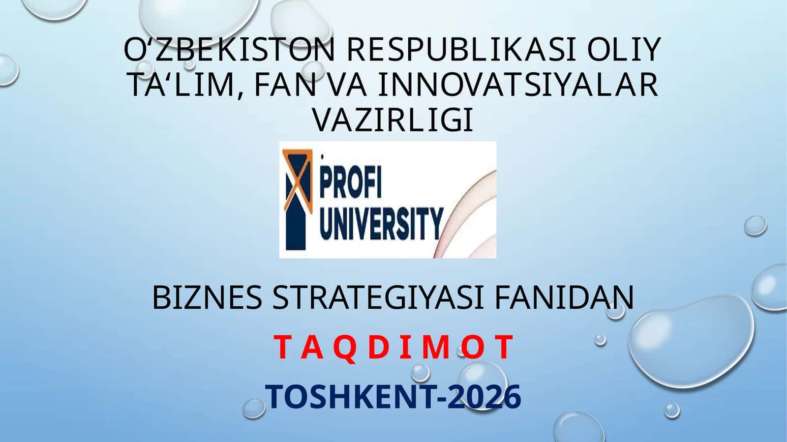 BIZNES G’OYA TAHLILINI METODIK ASOSLARI