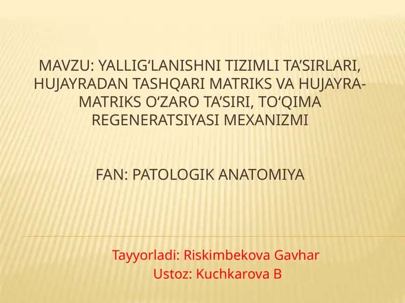 Yallig‘lanishning Tizimlita’sirlari