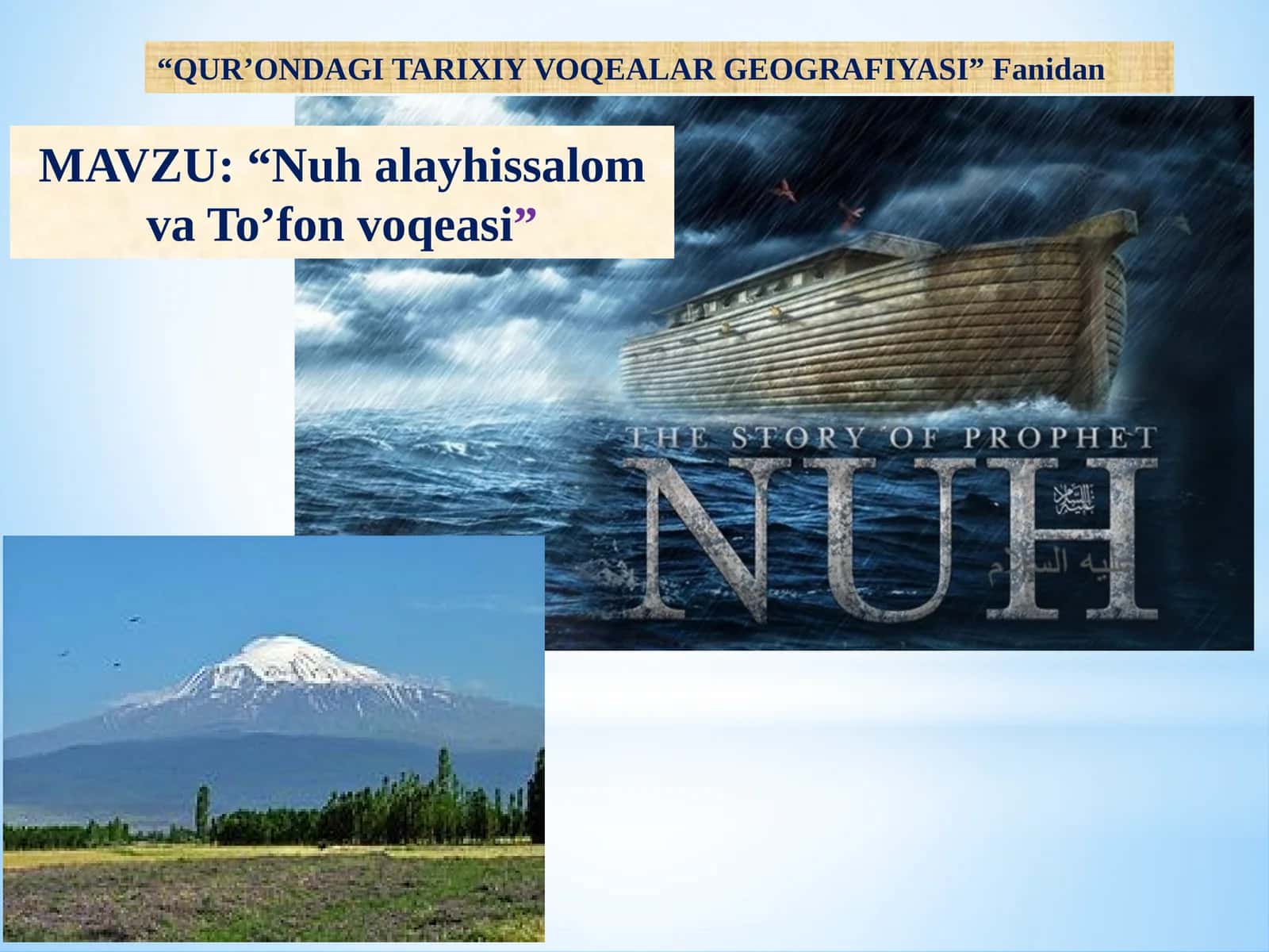 “QUR’ONDAGI TARIXIY VOQEALAR GEOGRAFIYASI”Fanidan
