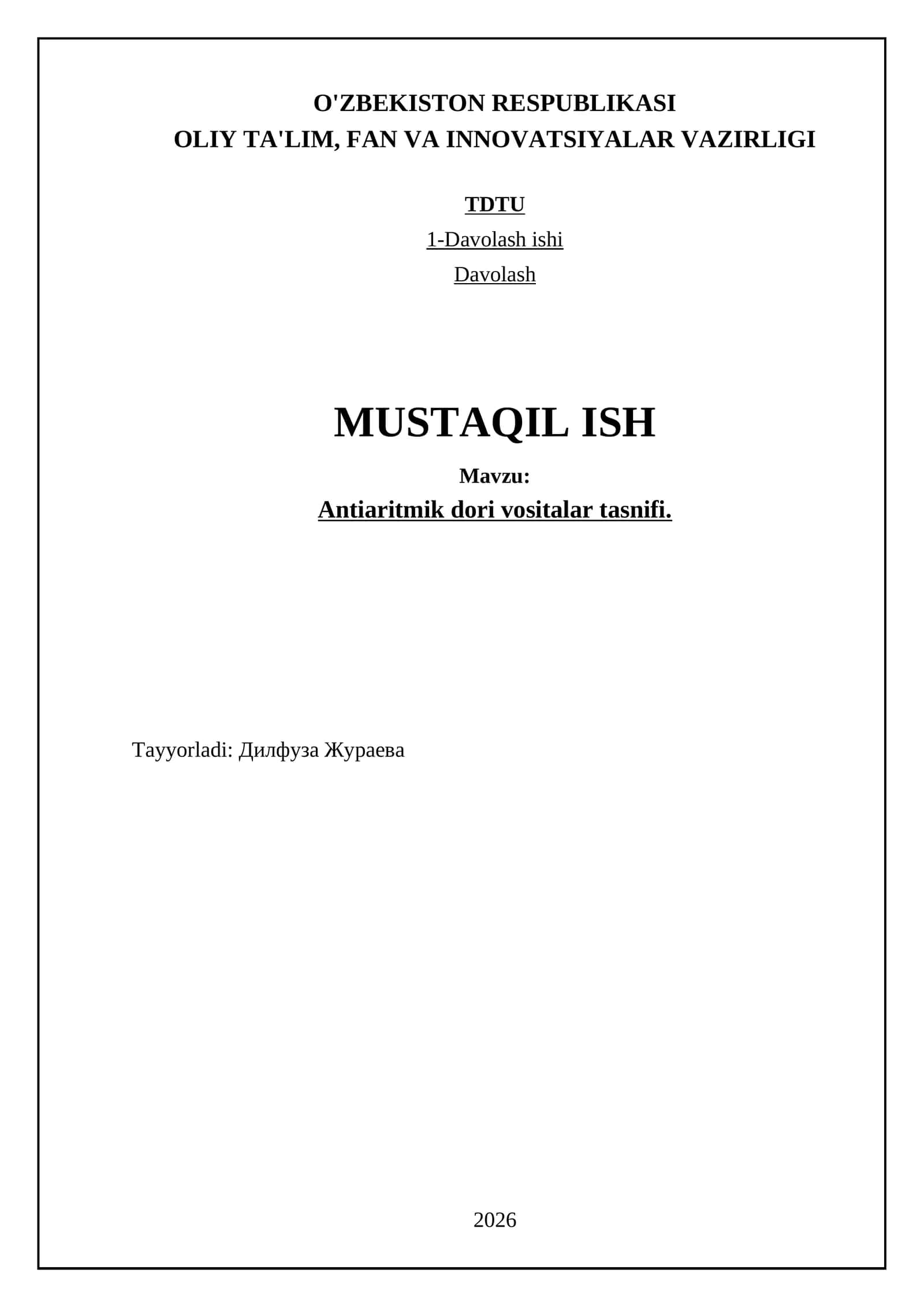 Anti-aritmik dori vositalar tasnifi