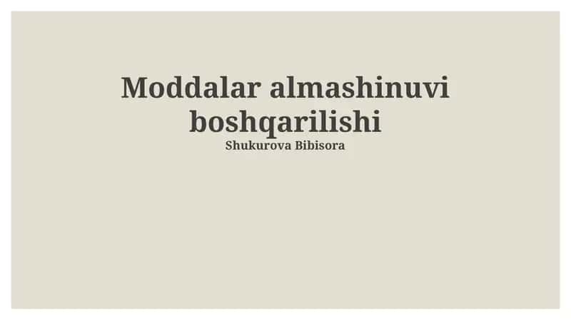 Mineral moddalarning metabolizmga ta'siri