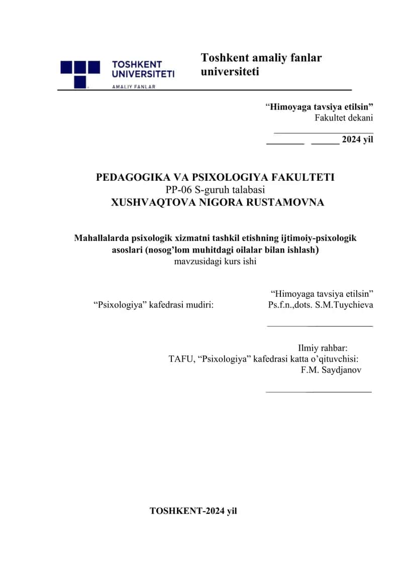 Mahallalarda psixologik xizmatni tashkil etishning ijtimoiy-psixologik asoslari (nosog’lom muhitdagi oilalar bilan ishlash).docx