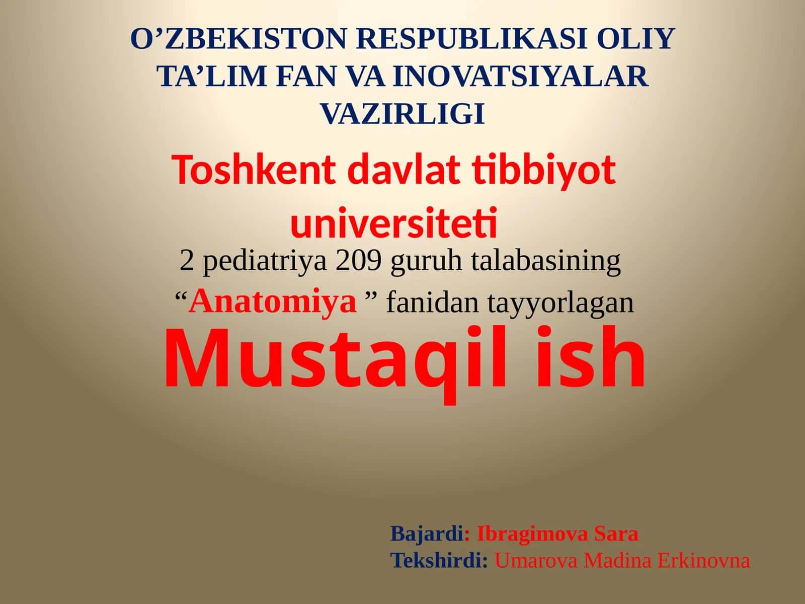 Anatomiya fanidan mustaqilish