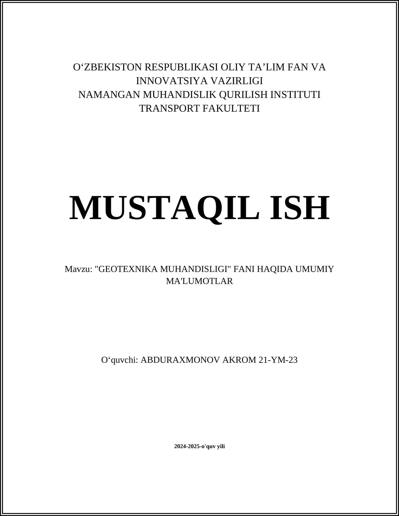 GEOTEXNIKA MUHANDISLIGI