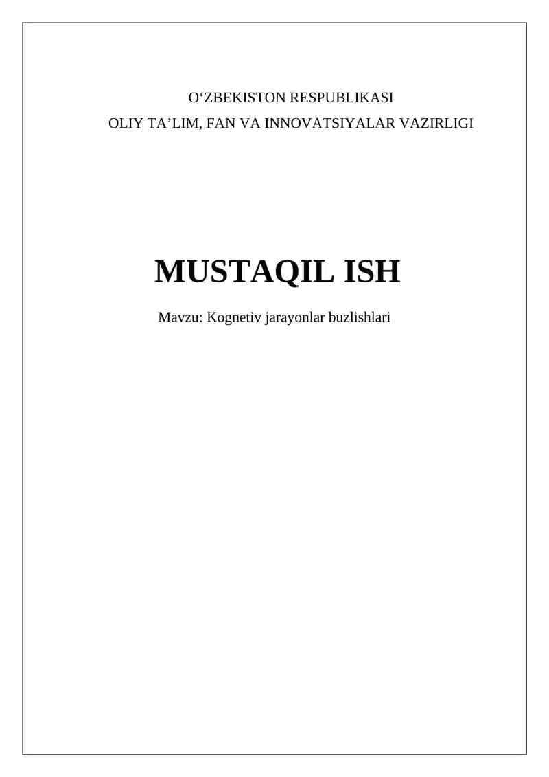 Kognetiv jarayonlar buzilishlari
