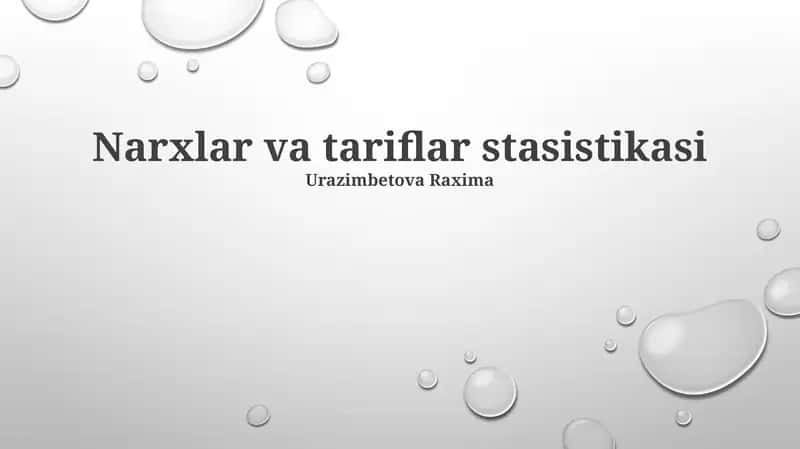 Narxlar va tariflar stasistikasi