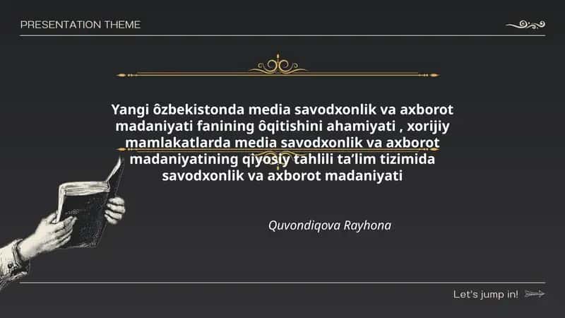 Media savodxonlik va axborot madaniyati fanining ôqitish