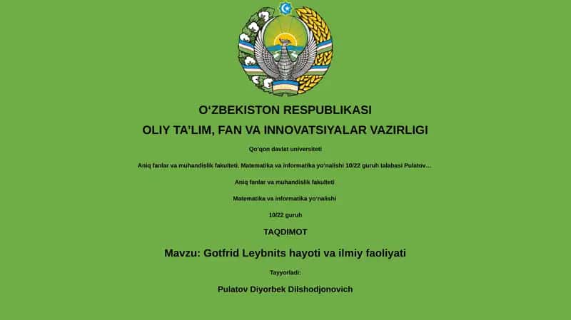 Gotfrid Leybnits hayoti va ilmiy faoliyati