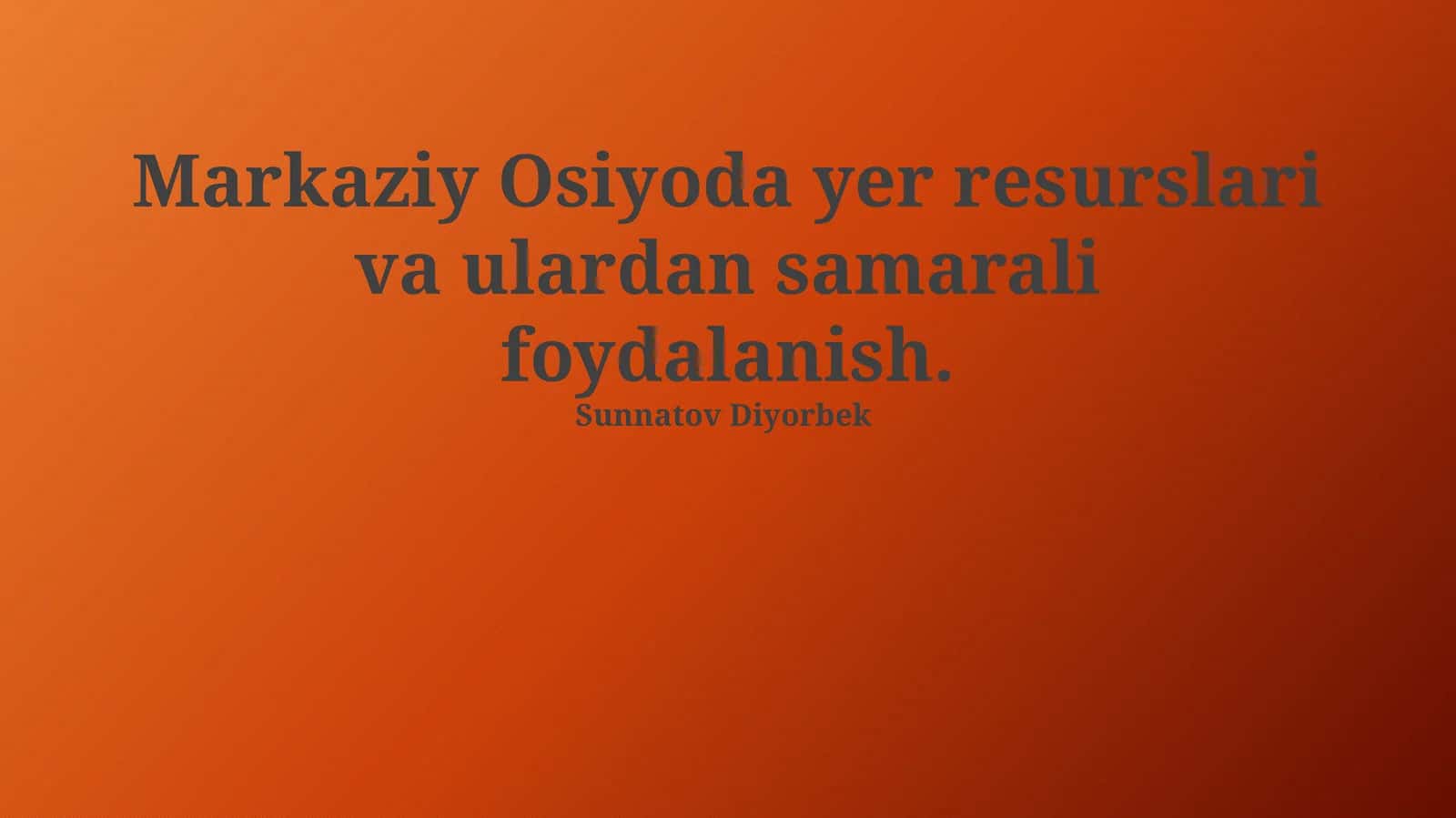 Yer Resurslaridan Samarali Foydalanishning Muammolari va Yechimlari