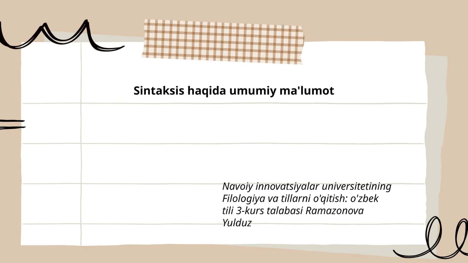 Sintaksis haqida umumiy ma'lumot