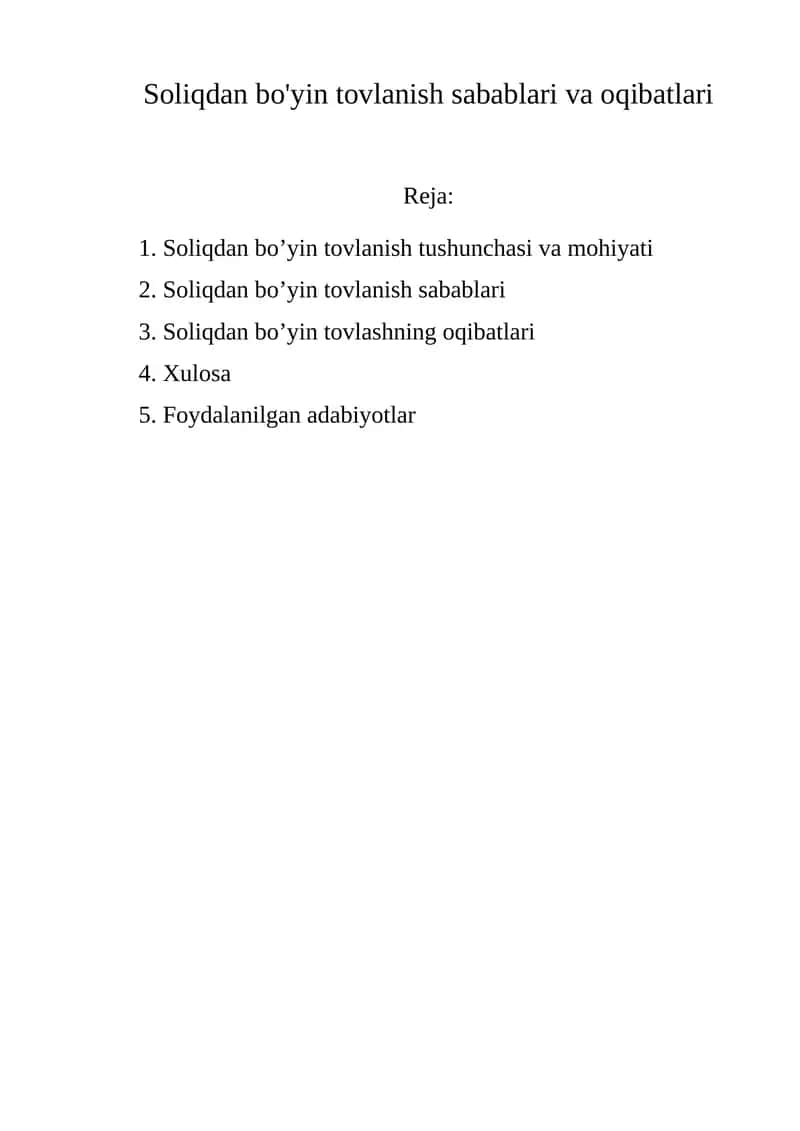 SOLIQDAN BO‘YIN TOVLANISH SABABLARI VA OQIBATLARI