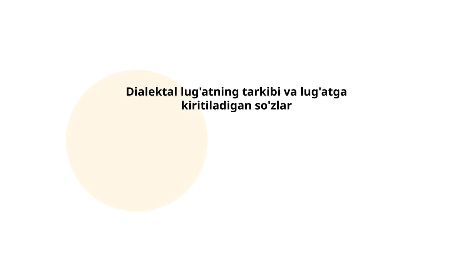 Dialektal lug'atning tarkibi va lug'atga kiritiladigan so'zlar
