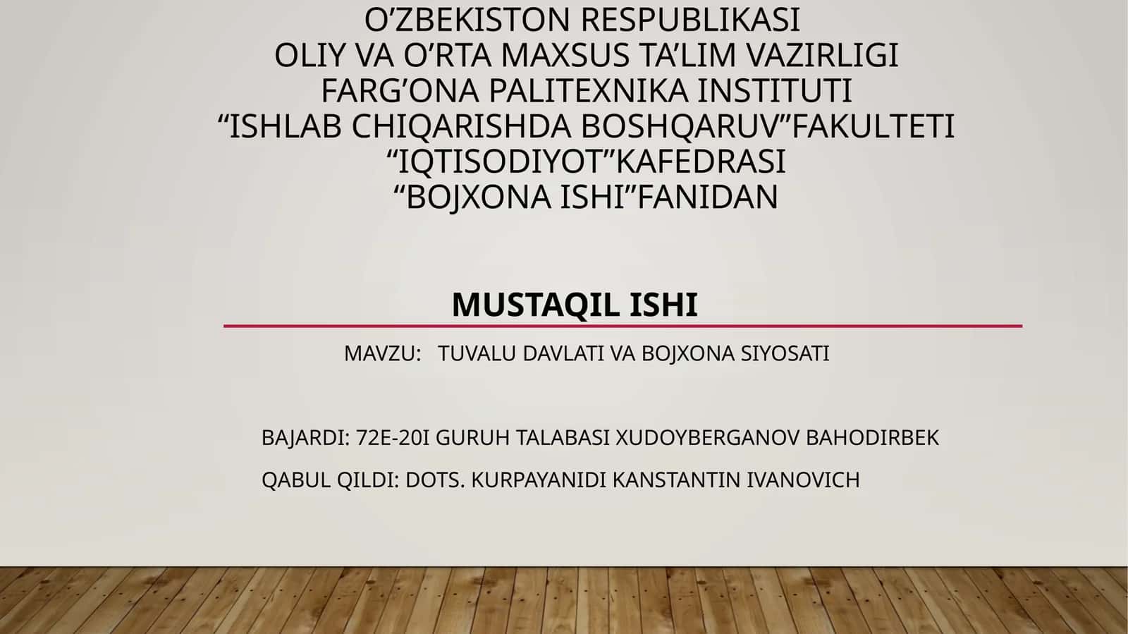 Tuvaludavlati va bojxonasining iqtisodiyoti