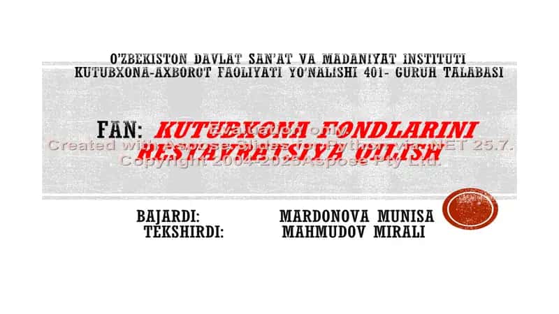 Biologik shikastlangan qo’lyozma va nodir kitoblarni tadqiq qilish