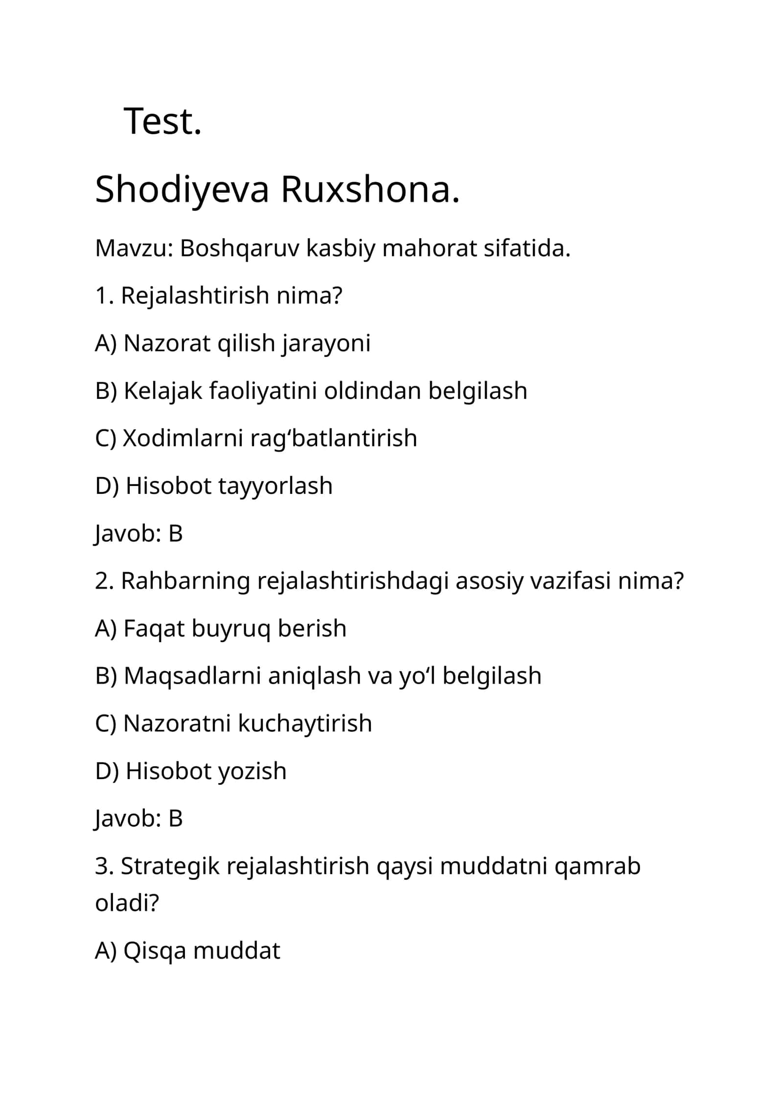 maktabgacha talim test