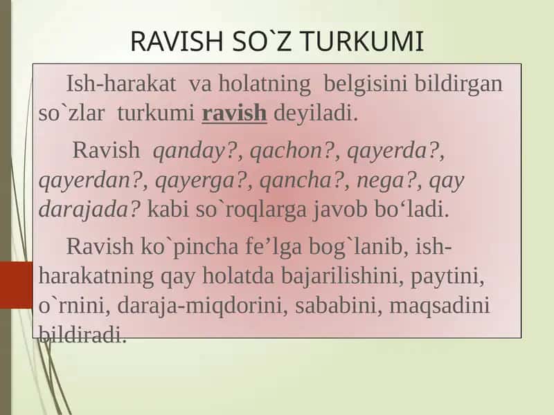 RAVISH SO`Z TURKUMI