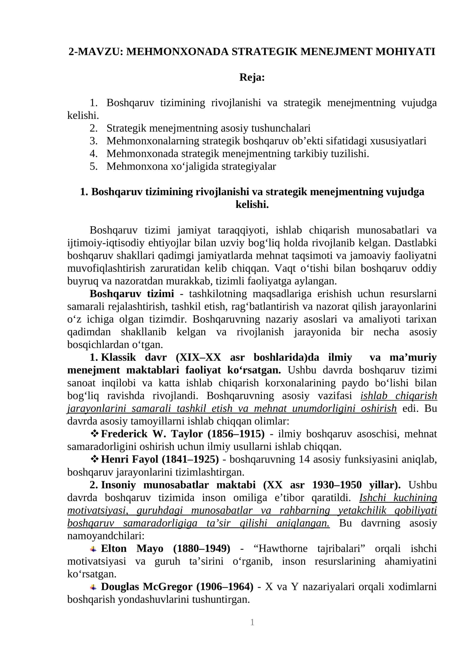 MEHMONXONADA STRATEGIK MENEJMENT MOHIYATI