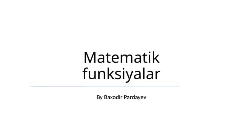 Matematik funksiyalar