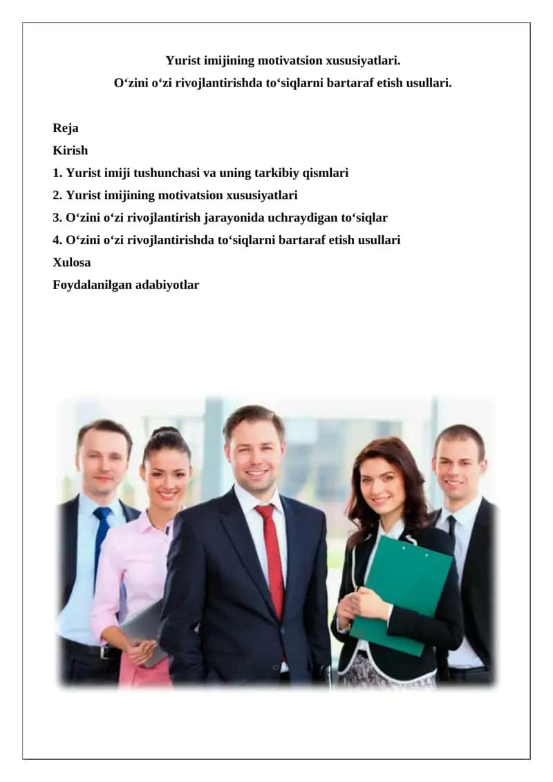 Yurist imijining motivatsion xususiyatlari