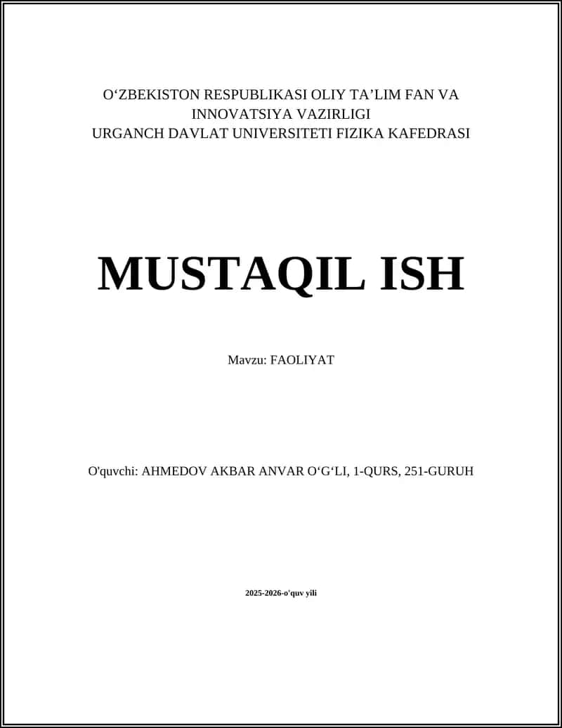 FAOLIYAT
