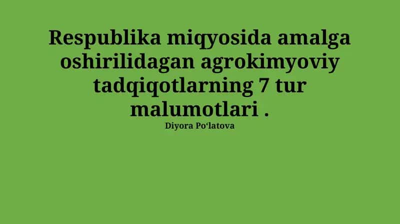 Agrokimyoviy tadqiqotlar natijalari
