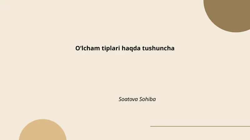 Oʻlcham tiplari haqda tushuncha