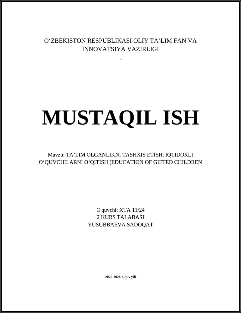 Iqtidorni aniqlashning psixodiagnostik usullari