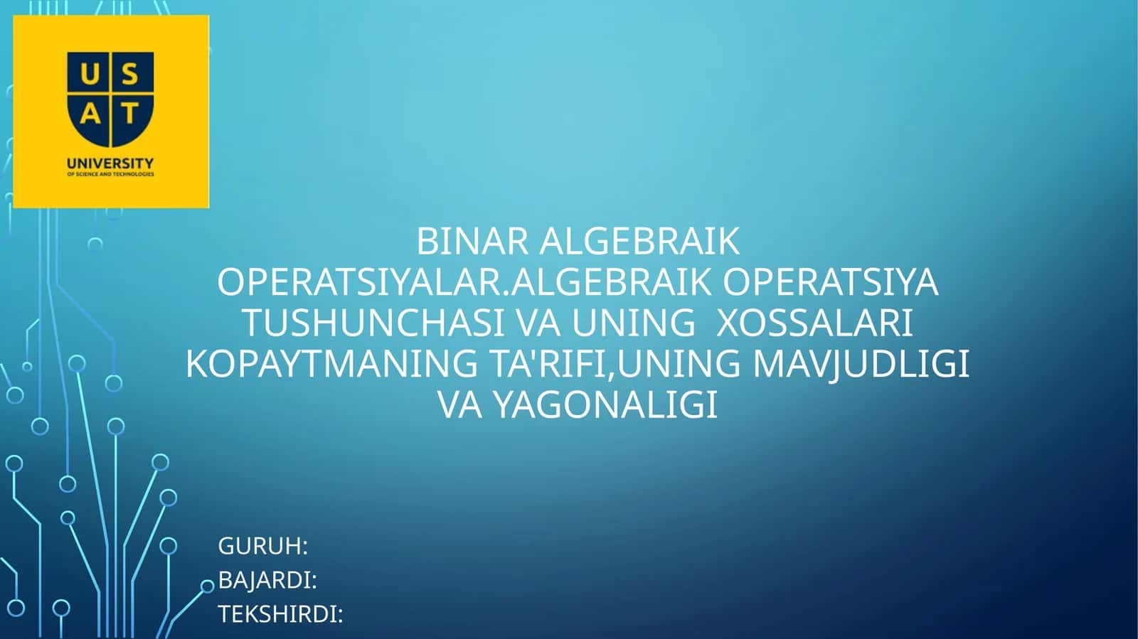Binar algebraik operatsiyalar