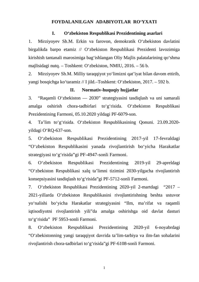 O‘zbekiston Respublikasi Prezidentining asarlari