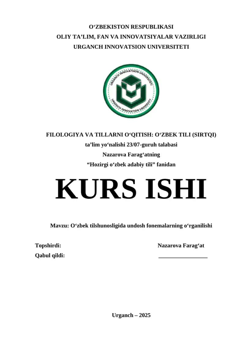 O‘zbek tilshunosligida undosh fonemalarning o‘rganilishi