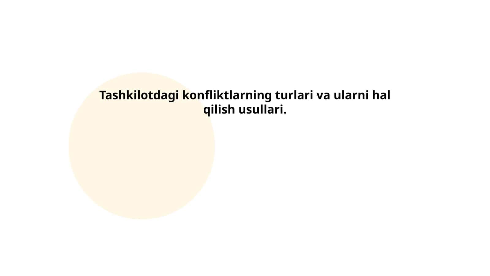 Tashkilotdagi konfliktlarning turlari va ularni hal qilish usullari